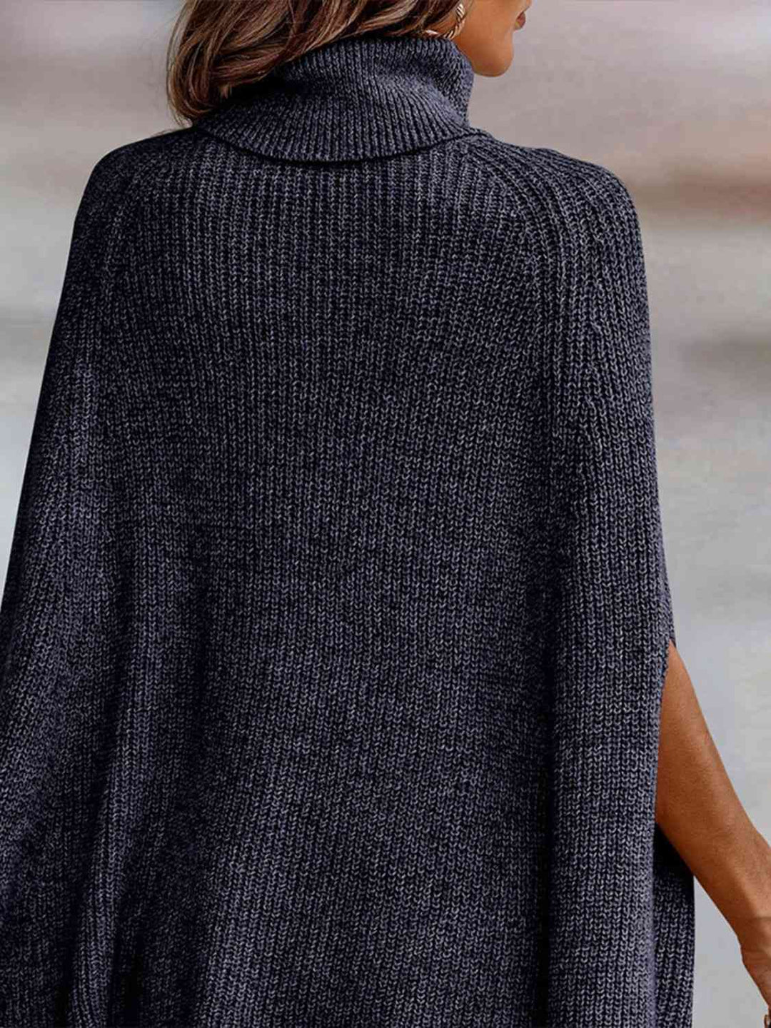 Elegant Turtleneck Dolman Sleeve Cape