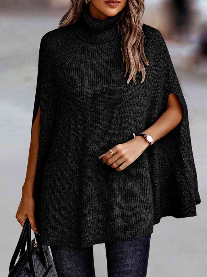 Elegant Turtleneck Dolman Sleeve Cape