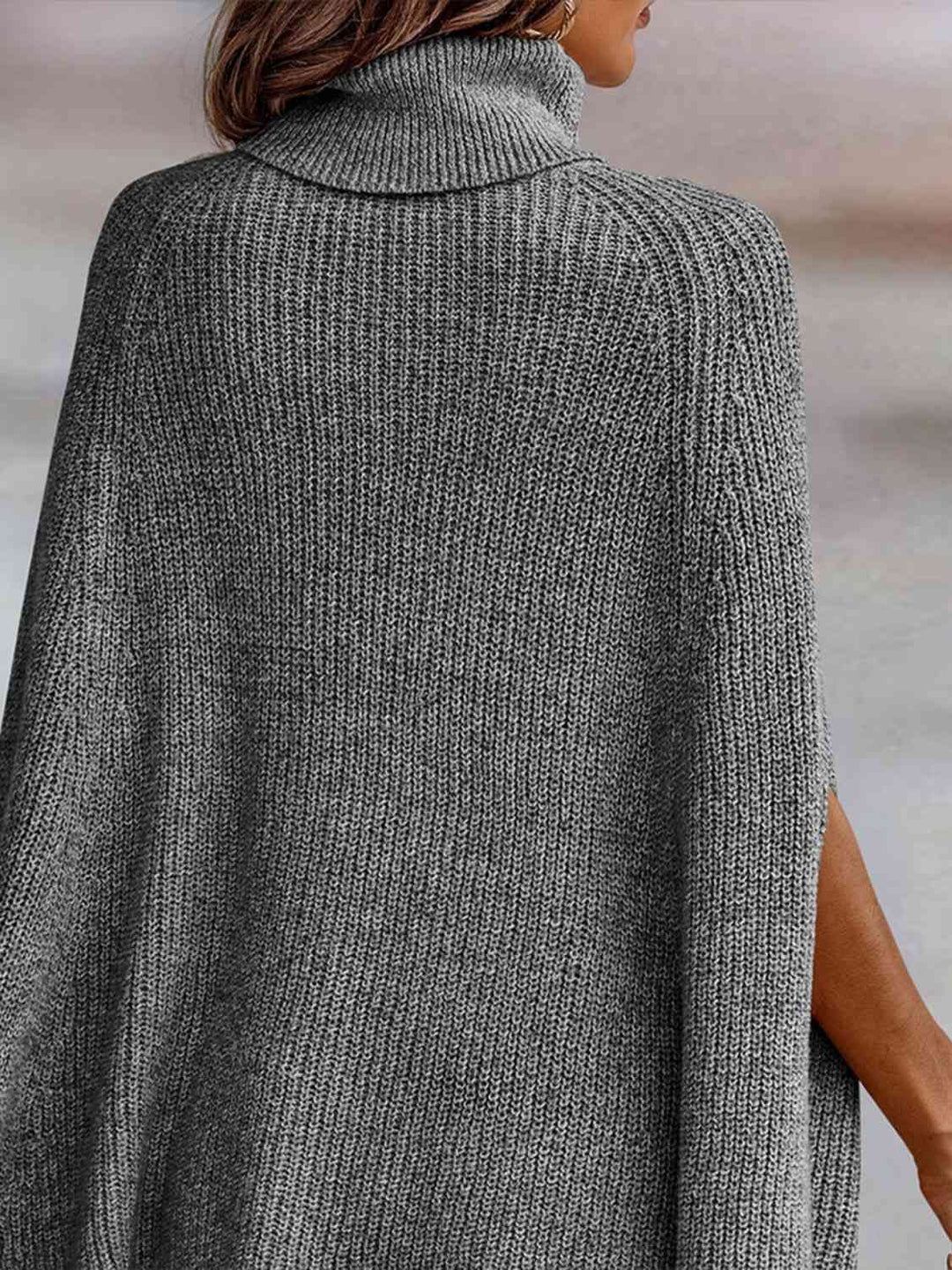 Elegant Turtleneck Dolman Sleeve Cape