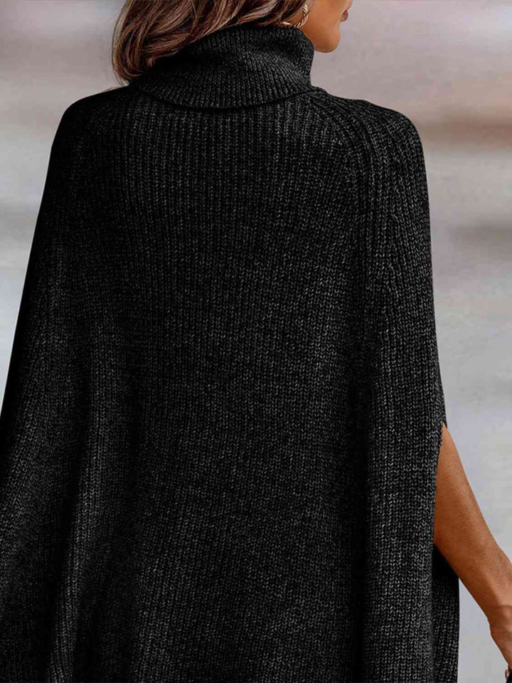 Elegant Turtleneck Dolman Sleeve Cape