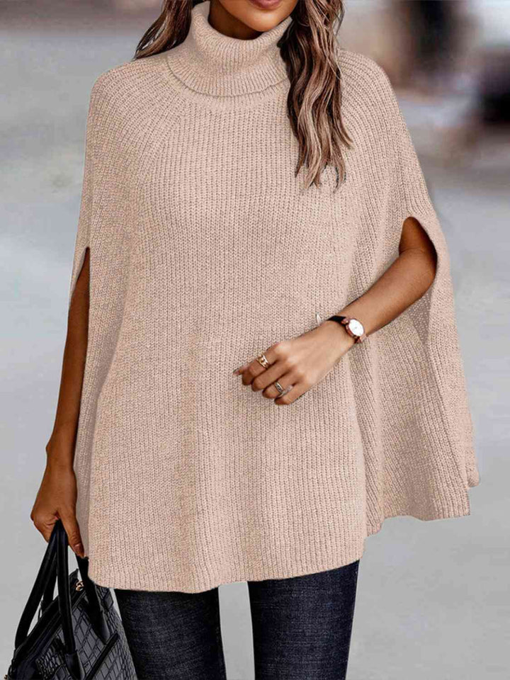 Elegant Turtleneck Dolman Sleeve Cape