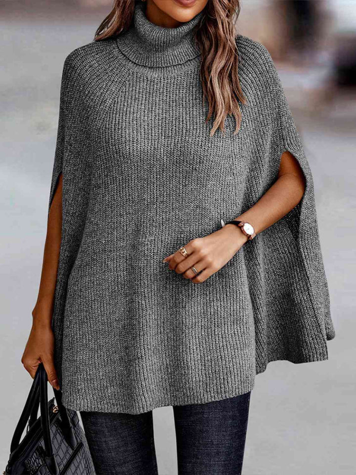 Elegant Turtleneck Dolman Sleeve Cape