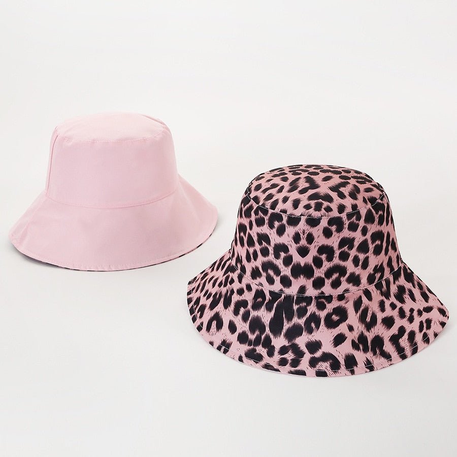 Two Side Leopard Black Bucket Hat For Women Men Reversible Panama Sun Hat Summer Ladies Beach Sun Protection Fisherman Hats