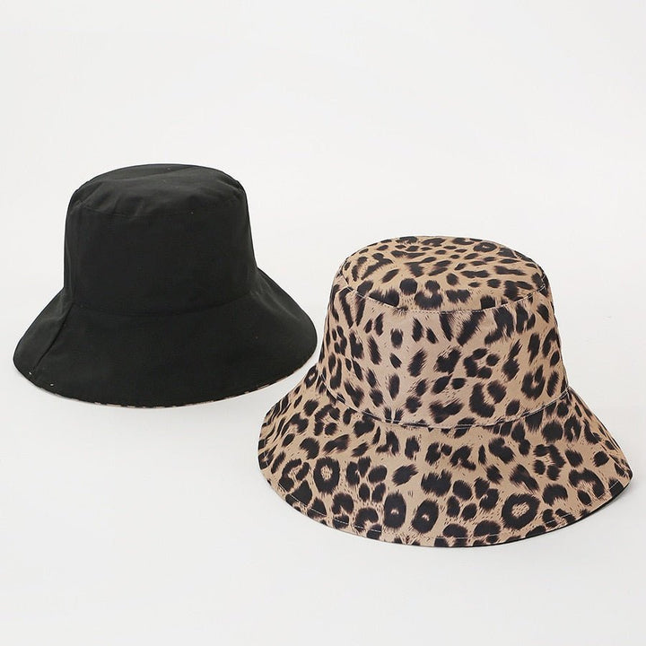 Two Side Leopard Black Bucket Hat For Women Men Reversible Panama Sun Hat Summer Ladies Beach Sun Protection Fisherman Hats