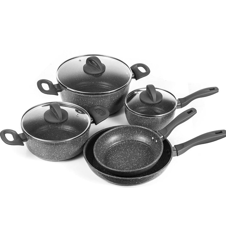 Ultimate Hard Anodized Nonstick Frying Pan with Ceramic Coating  8 pcs sets or 2 pcs sets Dishwasher Safe Cookware Set Black