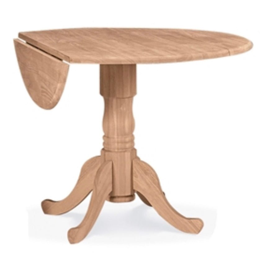 Unfinished Round 42-inch Dual Drop Leaf Dining Table