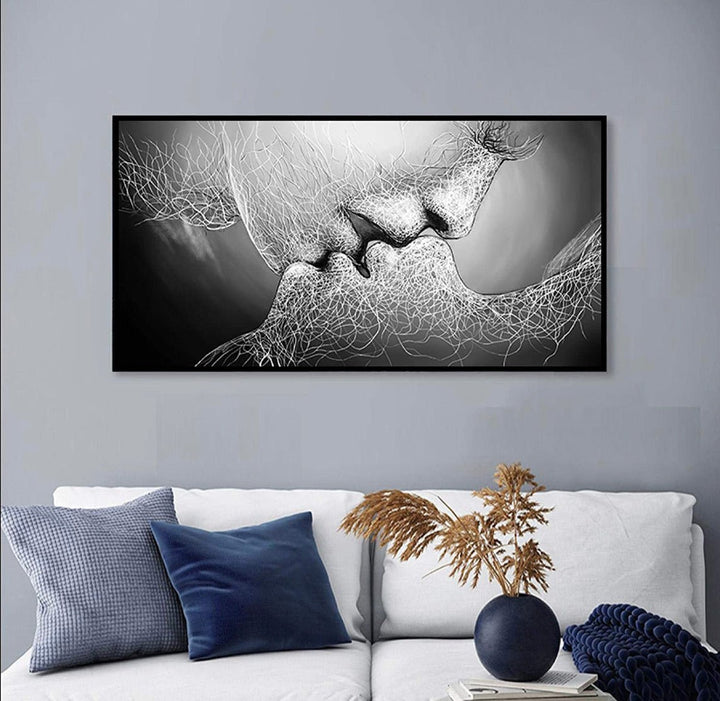Unframed Abstract Oil Painting Love Kiss Wall Art Canvas Prints and Posters for Home Decorations Pic