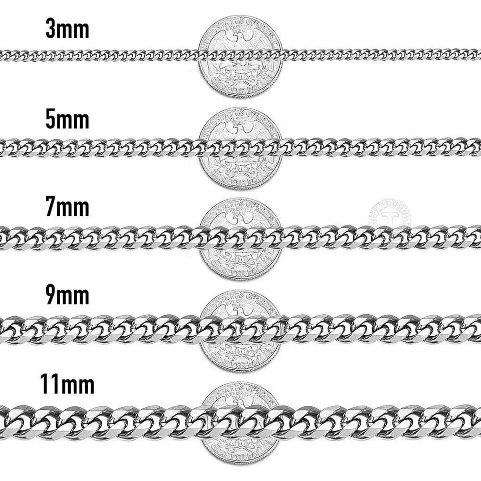 Unisex Stainless Steel Necklace with Cuban Curb Link Chain for Both Men and Women
