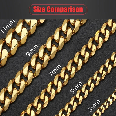 Unisex Stainless Steel Necklace with Cuban Curb Link Chain for Both Men and Women