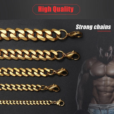 Unisex Stainless Steel Necklace with Cuban Curb Link Chain for Both Men and Women