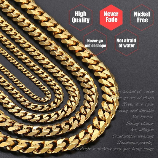 Unisex Stainless Steel Necklace with Cuban Curb Link Chain for Both Men and Women