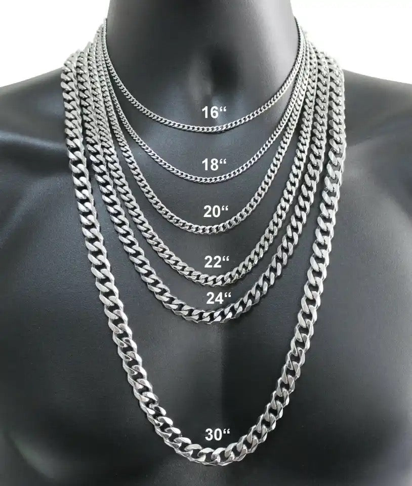 Unisex Stainless Steel Necklace with Cuban Curb Link Chain for Both Men and Women