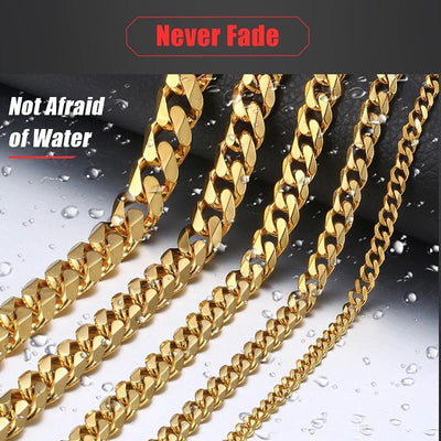 Unisex Stainless Steel Necklace with Cuban Curb Link Chain for Both Men and Women