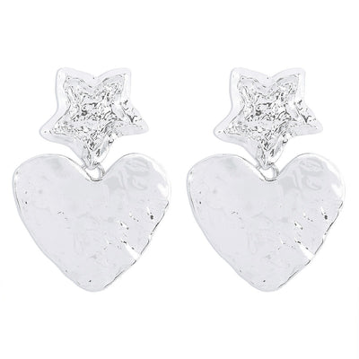 Vintage love earrings Pentagram irregular tin paper earrings