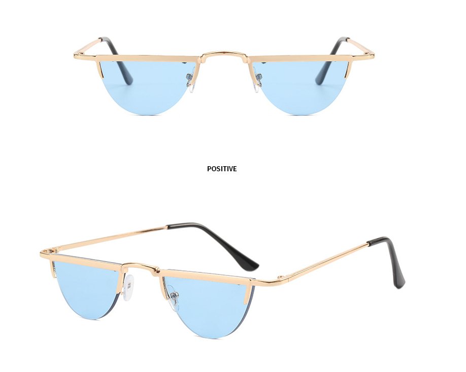 Quirky Retro Semicircle Sunglasses for Women - Rimless Lens Shades in Unique Styles