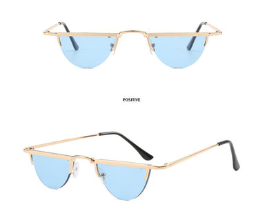 Quirky Retro Semicircle Sunglasses for Women - Rimless Lens Shades in Unique Styles