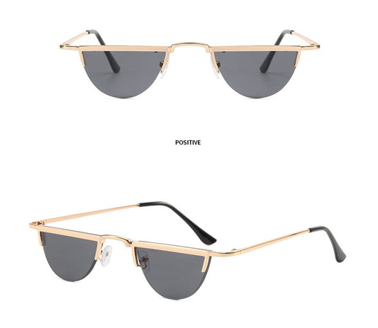 Quirky Retro Semicircle Sunglasses for Women - Rimless Lens Shades in Unique Styles
