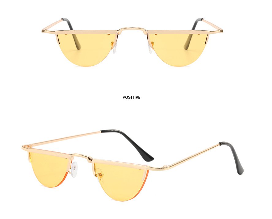 Quirky Retro Semicircle Sunglasses for Women - Rimless Lens Shades in Unique Styles