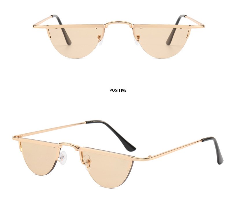 Quirky Retro Semicircle Sunglasses for Women - Rimless Lens Shades in Unique Styles