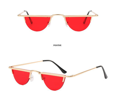 Quirky Retro Semicircle Sunglasses for Women - Rimless Lens Shades in Unique Styles