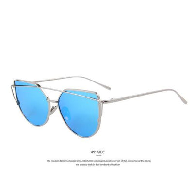 Chic Rose Gold Cat Eye Sunglasses with Unique Twin-Beams Design