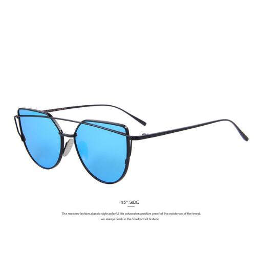 Chic Rose Gold Cat Eye Sunglasses with Unique Twin-Beams Design
