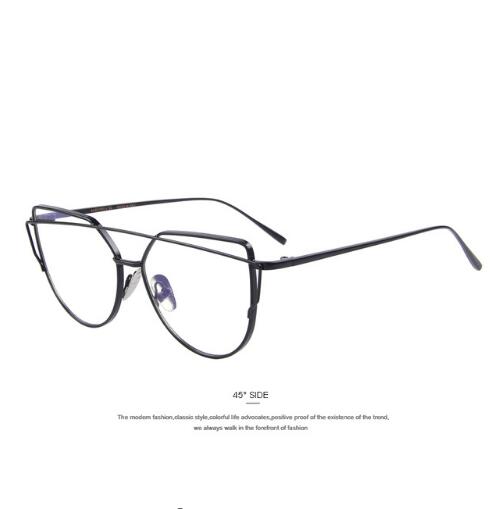Chic Rose Gold Cat Eye Sunglasses with Unique Twin-Beams Design