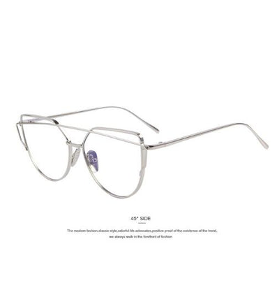 Chic Rose Gold Cat Eye Sunglasses with Unique Twin-Beams Design