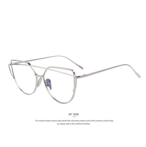 Chic Rose Gold Cat Eye Sunglasses with Unique Twin-Beams Design