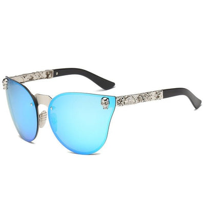 Edgy Women’s Gothic Skull Frame Sunglasses with Metal Temples