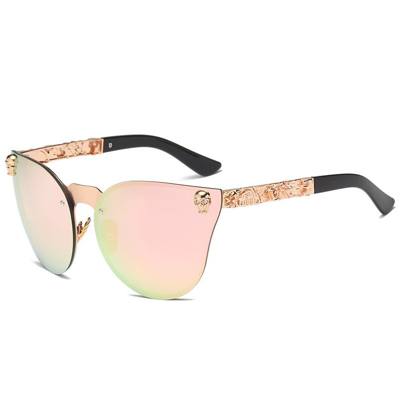 Edgy Women’s Gothic Skull Frame Sunglasses with Metal Temples