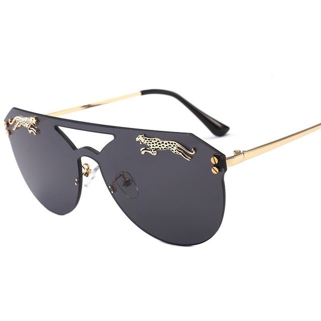 Retro Leopard Rimless Cateye Sunglasses for Women and Men with Trendy Tint Lenses