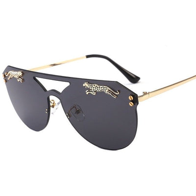 Retro Leopard Rimless Cateye Sunglasses for Women and Men with Trendy Tint Lenses