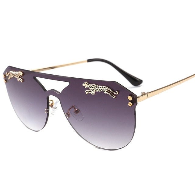 Retro Leopard Rimless Cateye Sunglasses for Women and Men with Trendy Tint Lenses