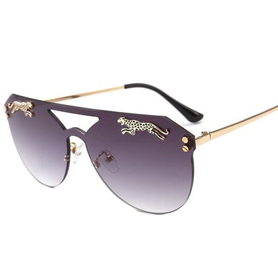 Retro Leopard Rimless Cateye Sunglasses for Women and Men with Trendy Tint Lenses