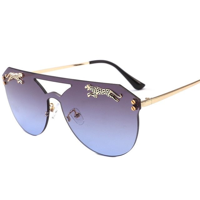 Retro Leopard Rimless Cateye Sunglasses for Women and Men with Trendy Tint Lenses