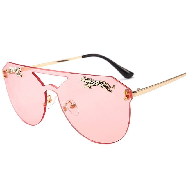 Retro Leopard Rimless Cateye Sunglasses for Women and Men with Trendy Tint Lenses