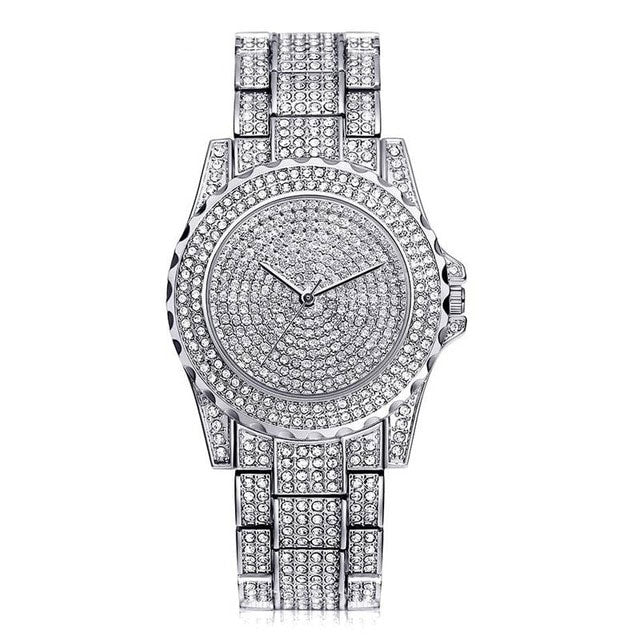 Women Quartz Watch Casual Ladies Watch Gold Crystal Diamond Bezel Elegant Timepiece For Women