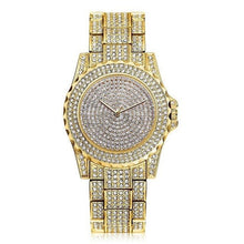 Women Quartz Watch Casual Ladies Watch Gold Crystal Diamond Bezel Elegant Timepiece For Women