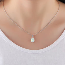 Women S925 Sterling Silver Pendant Necklace Created Oval Opal Jewelry Elegant Sparkling Gift