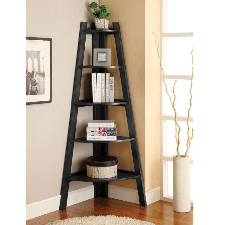 Wood Ladder 5 Tier Wall Corner Shelf Stand