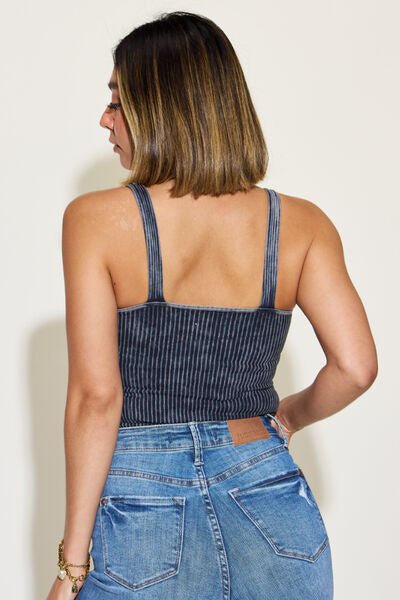 Ribbed Square Neck Casual Summer Tank Top for Women