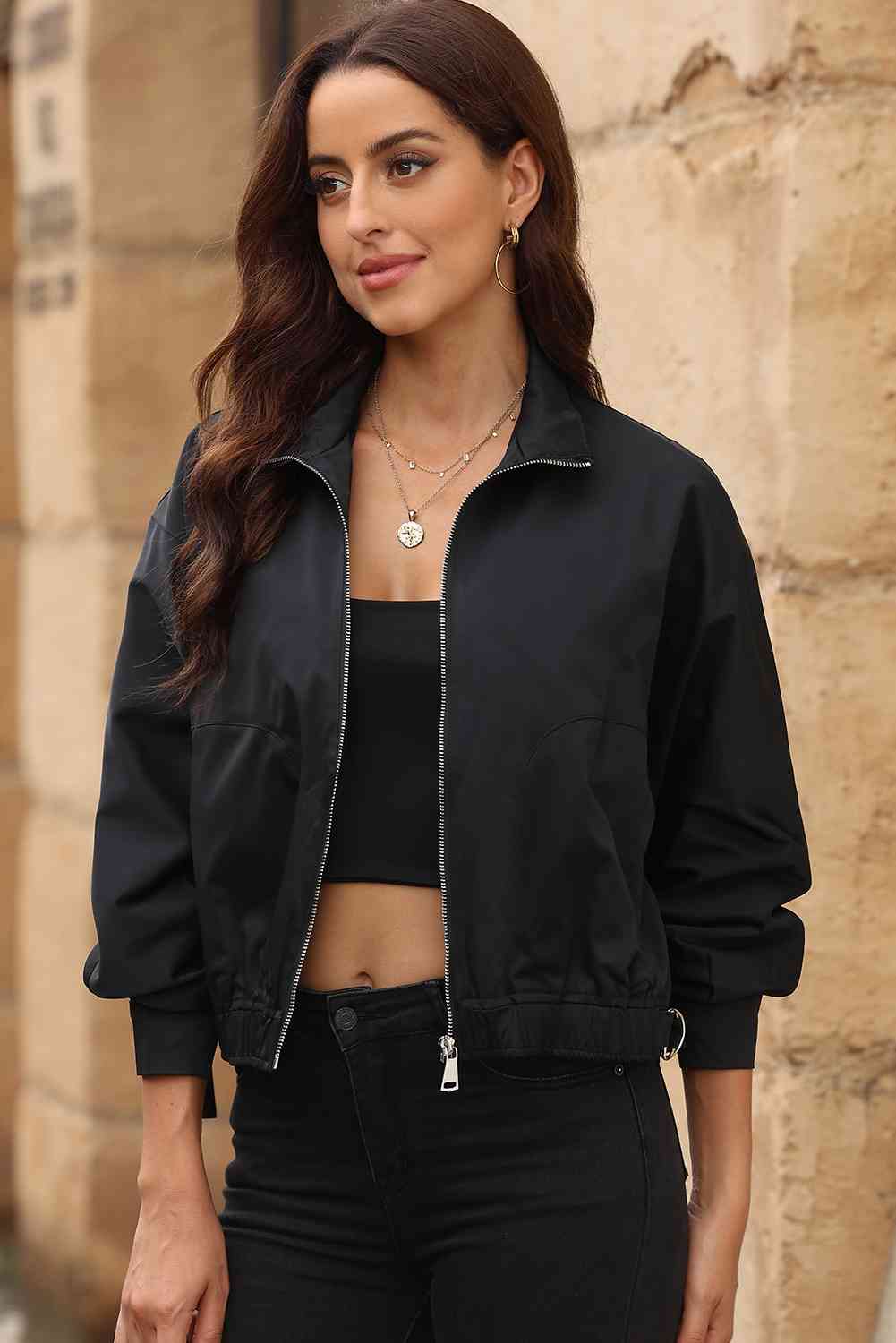 Chic Zip-Up Collared Jacket