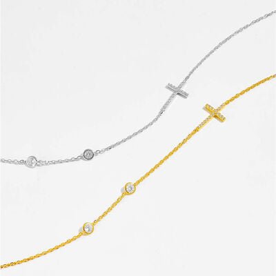 Zircon 925 Sterling Silver Cross Necklace