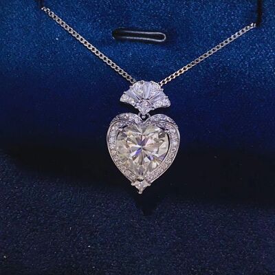 3 Carat Moissanite 925 Sterling Silver Heart Pendant Necklace