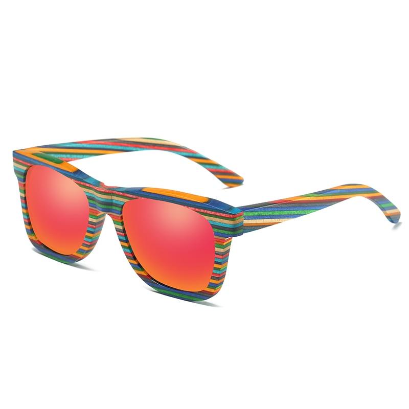 Handmade Wooden Colorful frame Sunglasses Polarized Gafas Eyewear Eyeglasses Reflective lens Men Women Bamboo sunglasses