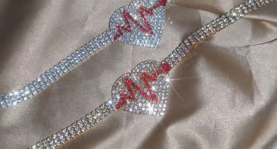 Rhinestone Tennis Chain Heart Anklet For Women Fashion Jewelry Sparkling Everyday Style Gift Idea