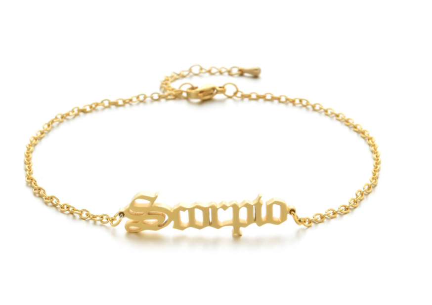 New product retro twelve constellation anklet real gold plating clavicle chain stainless steel anklet female