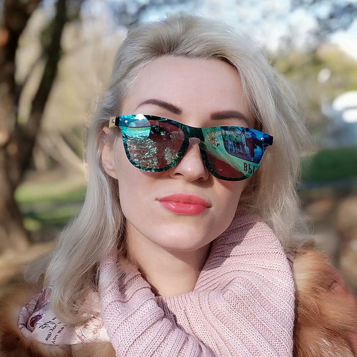 Wooden Sunglasses For Women Fashion Brand Designer UV400 Mirror Lenses Bamboo Sunglasses For Men