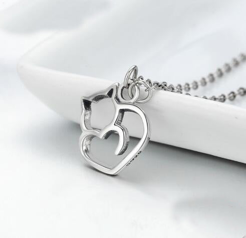 925 Sterling Silver Lovely Cat Pendant Necklace
